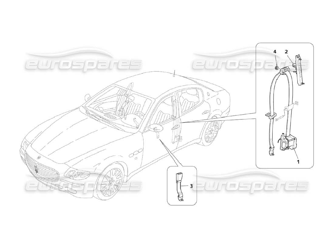 Maserati QTP. (2006) 4.2 Front Safety Belts Parts Diagram