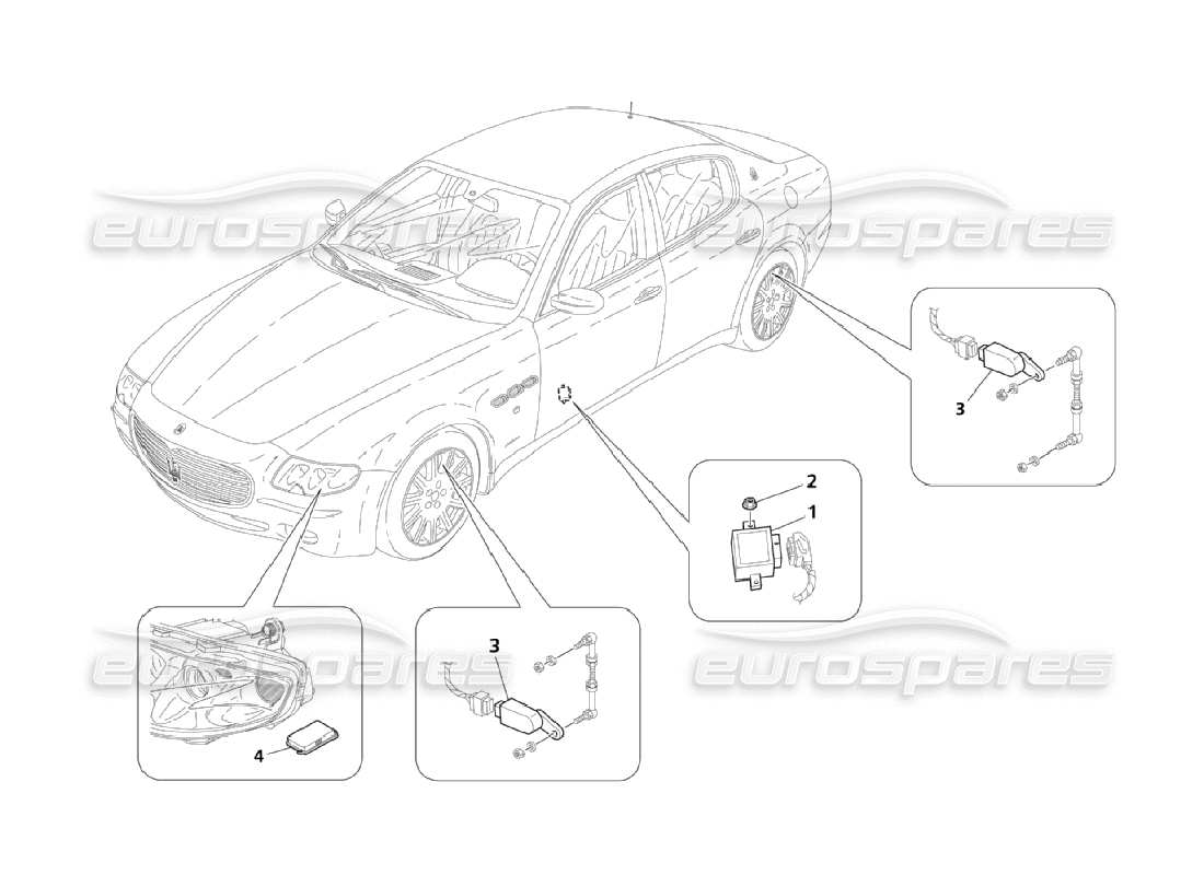 Maserati QTP. (2006) 4.2 Headlight System Control Parts Diagram