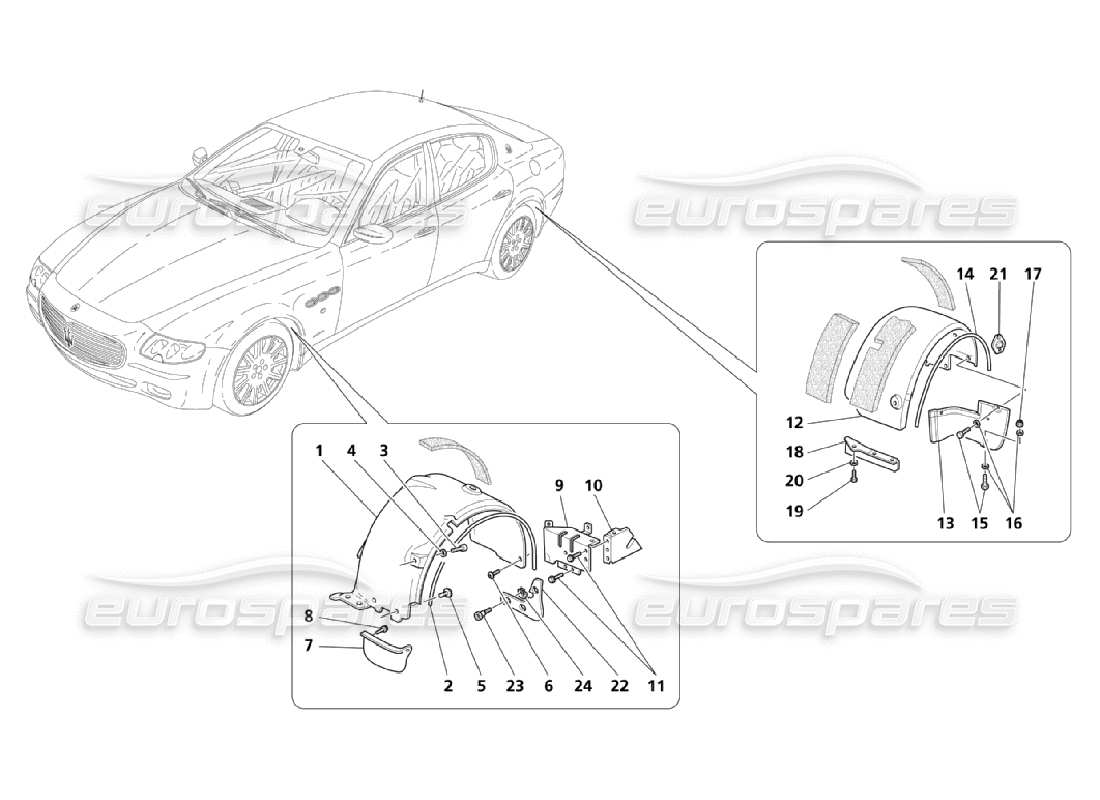 Maserati QTP. (2006) 4.2 Wheelhouse And Doors Parts Diagram