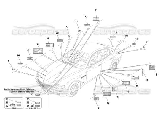 a part diagram from the Maserati Quattroporte M139 (2005-2013) parts catalogue