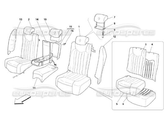 a part diagram from the Maserati Quattroporte M139 (2005-2013) parts catalogue