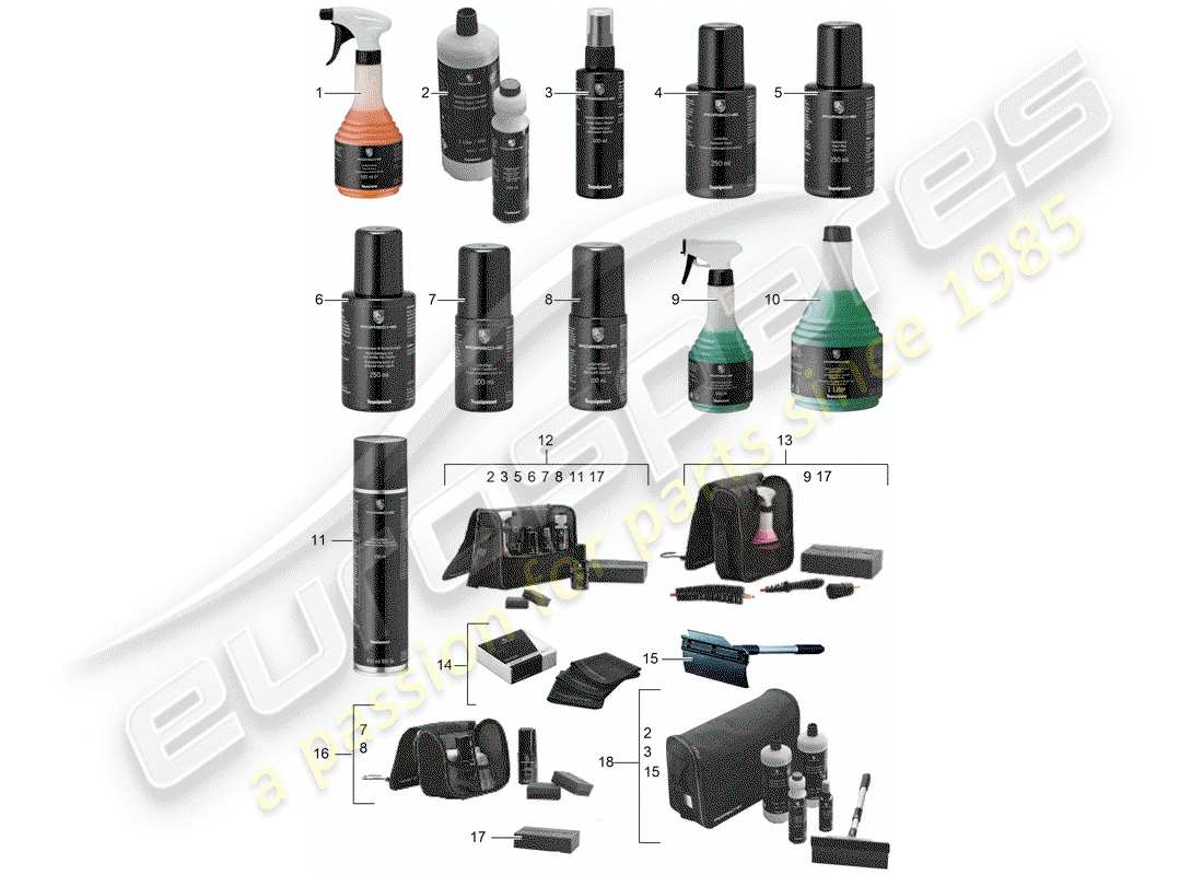 Porsche Tequipment 98X/99X (2012) CLEANING AGENT Part Diagram