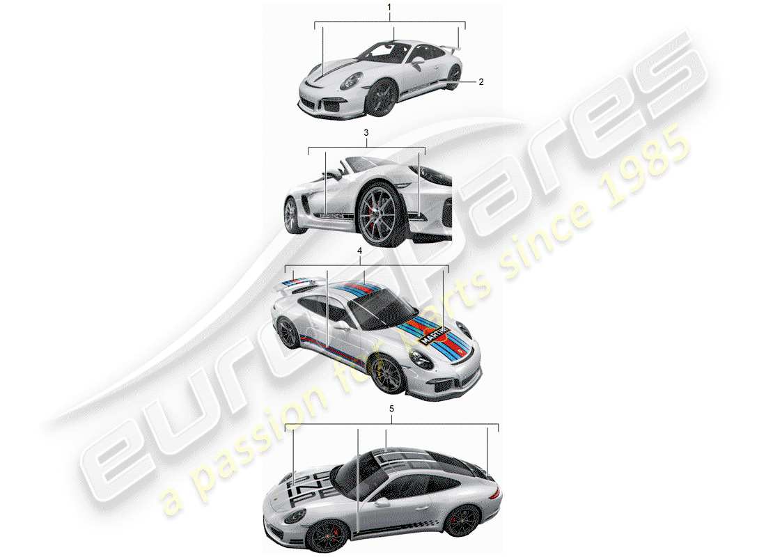 Porsche Tequipment 98X/99X (2012) TRIM FOIL Part Diagram