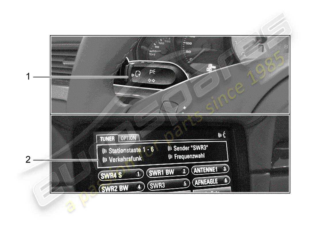 Porsche Tequipment 98X/99X (2012) LANGUAGE SELECTION Part Diagram