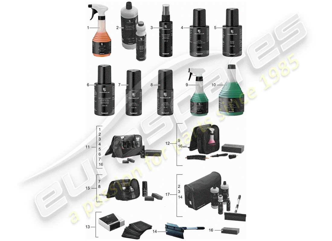 Porsche Tequipment 98X/99X (2013) CLEANING AGENT Part Diagram