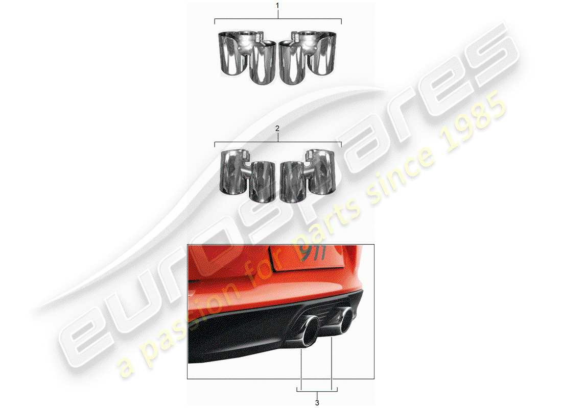 Porsche Tequipment 98X/99X (2013) EXHAUST PIPE TIPS Part Diagram