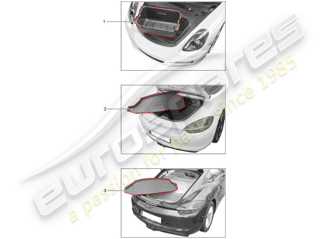 Porsche Tequipment 98X/99X (2013) LUGGAGE COMPARTMENT LINER Part Diagram