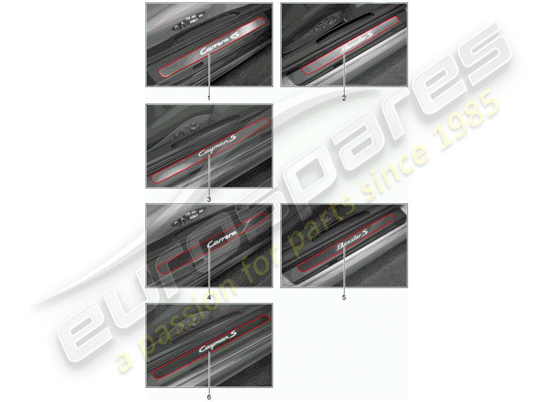 Porsche Tequipment 98X/99X (2015) scuff plate - sill panel Part Diagram