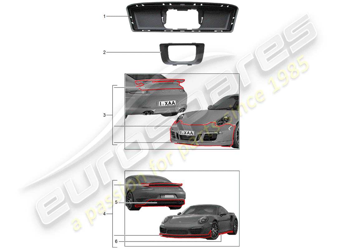 Porsche Tequipment 98X/99X (2015) aerokit Part Diagram