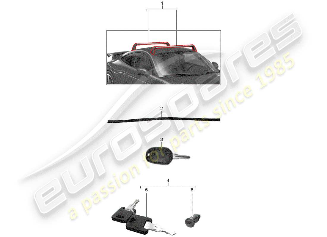 Porsche Tequipment 98X/99X (2017) ROOF LUGGAGE RACK Part Diagram