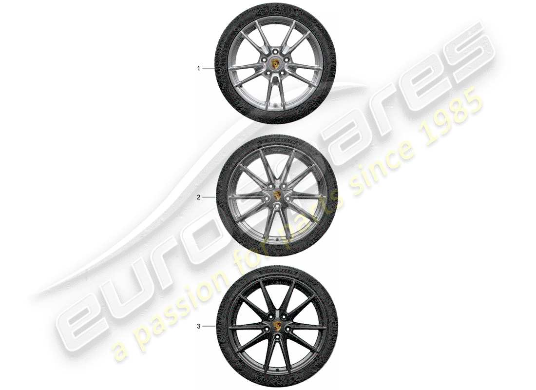 Porsche Tequipment 98X/99X (2018) 1 SET ALUMINIUM RIMS WITH Part Diagram