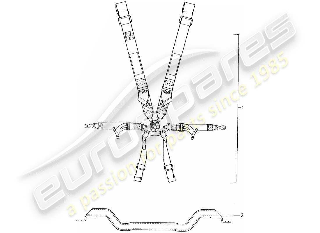 Porsche Tequipment catalogue (1985) six-point safety belt Part Diagram