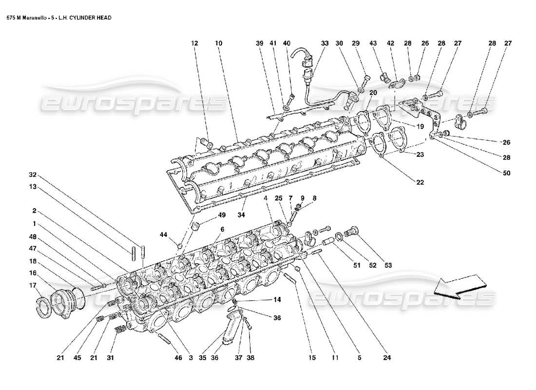 Ferrari 575M Maranello LH Cylinder Head Parts Diagram