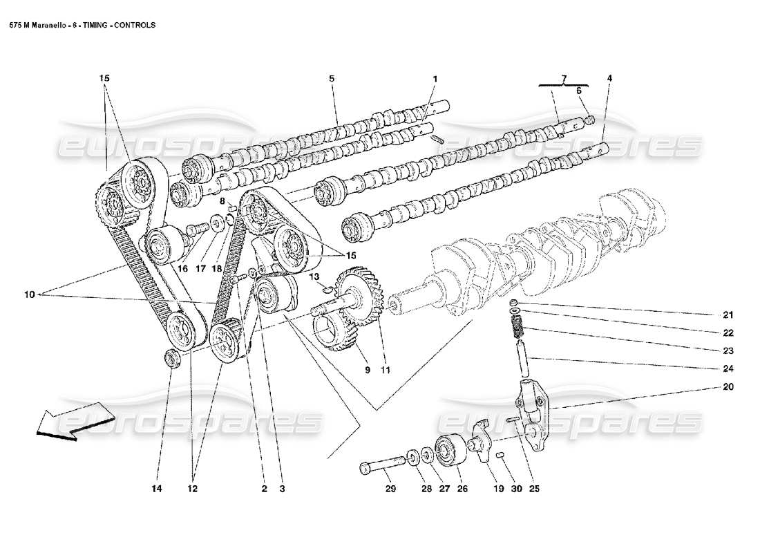 Ferrari 575M Maranello timing controls Parts Diagram