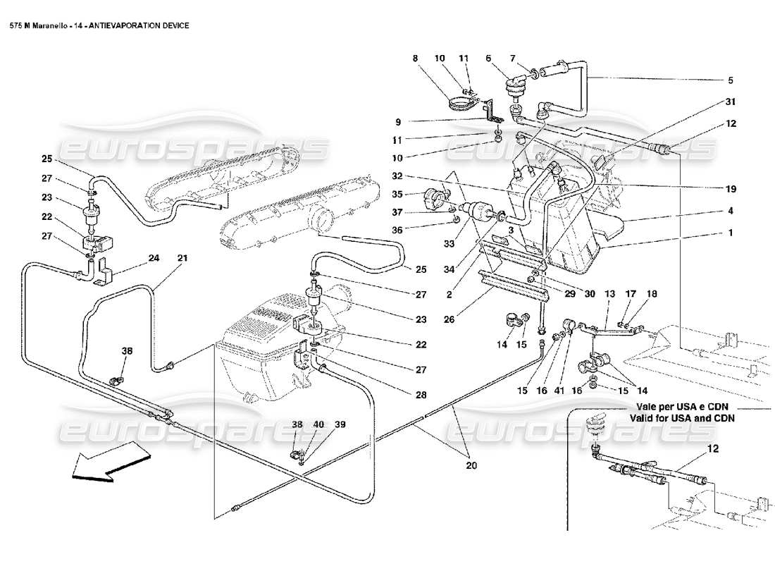 Ferrari 575M Maranello Antievaporation Device Parts Diagram
