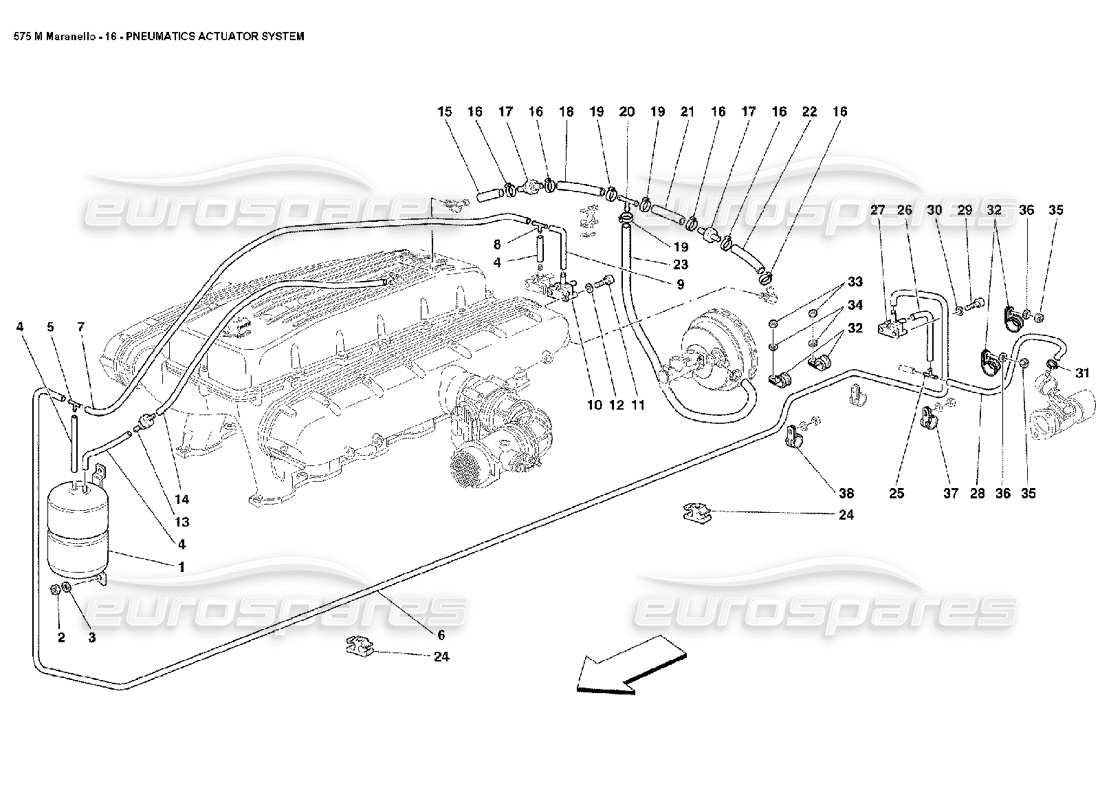 Ferrari 575M Maranello pneumatics actuator system Parts Diagram