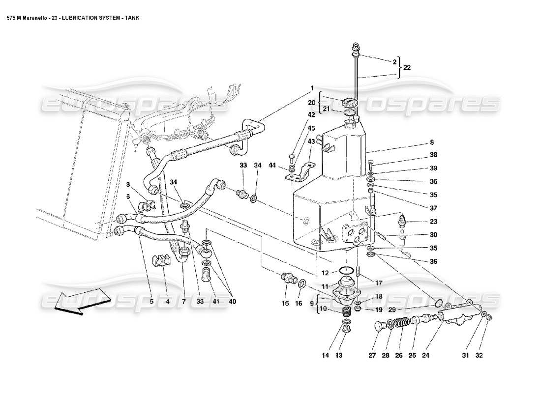 Ferrari 575M Maranello Lubrication System Tank Parts Diagram