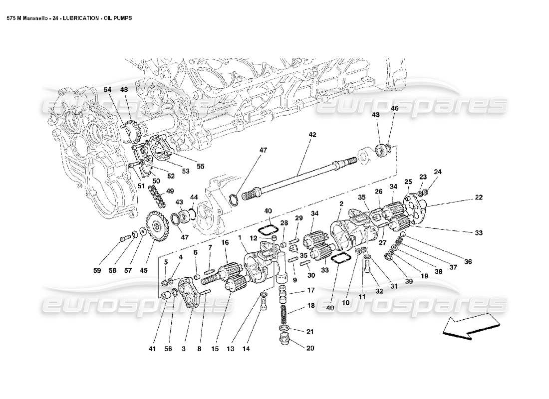 Ferrari 575M Maranello Lubrication Oil Pumps Parts Diagram
