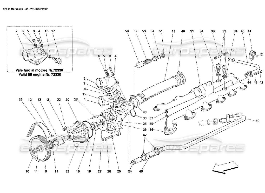 Ferrari 575M Maranello WATER PUMP Parts Diagram