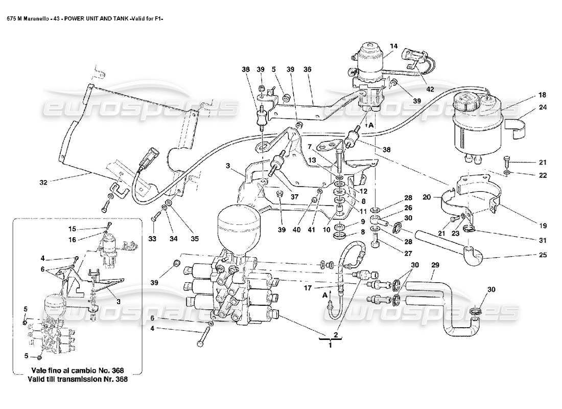 Ferrari 575M Maranello Power Unit and Tank Valid for F1 Parts Diagram