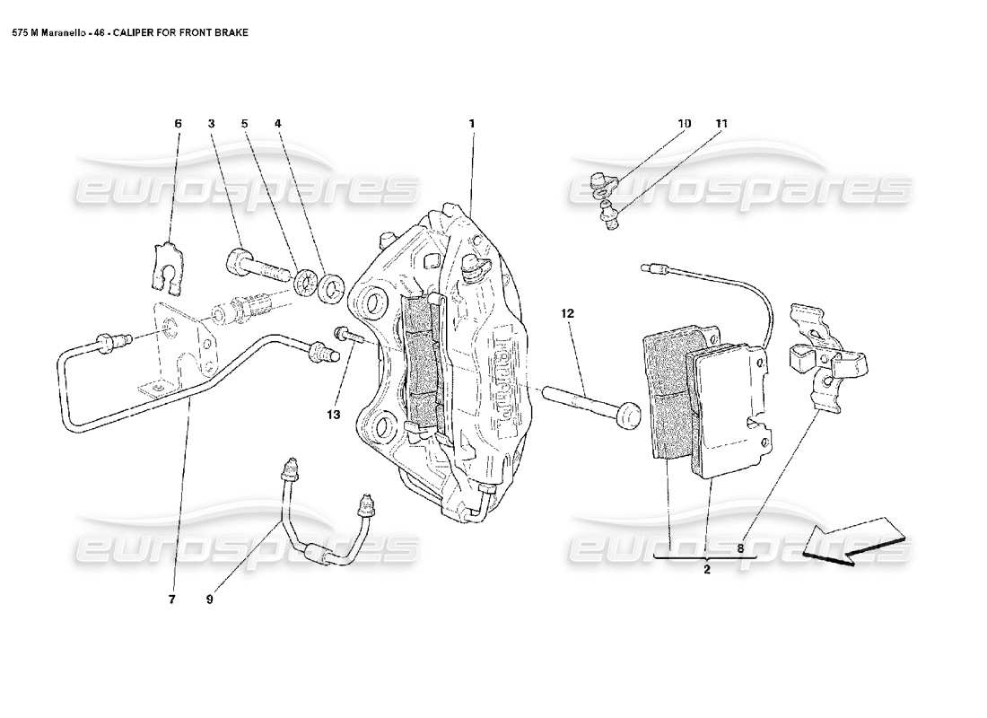 Ferrari 575M Maranello Caliper for Front Brake Parts Diagram