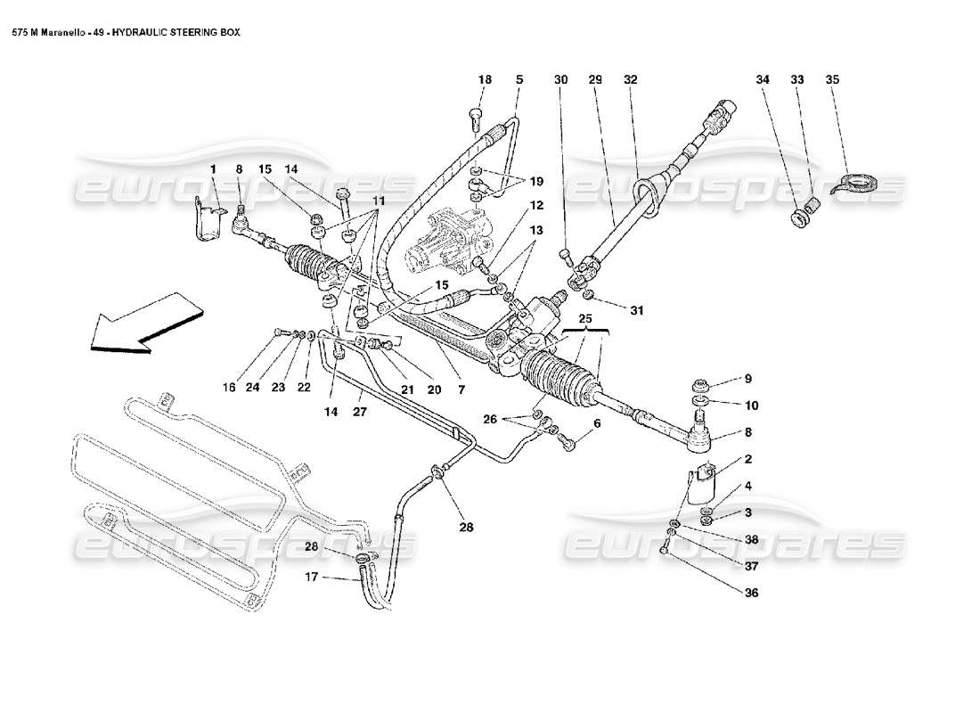Ferrari 575M Maranello Hydraulic Steering Box Parts Diagram