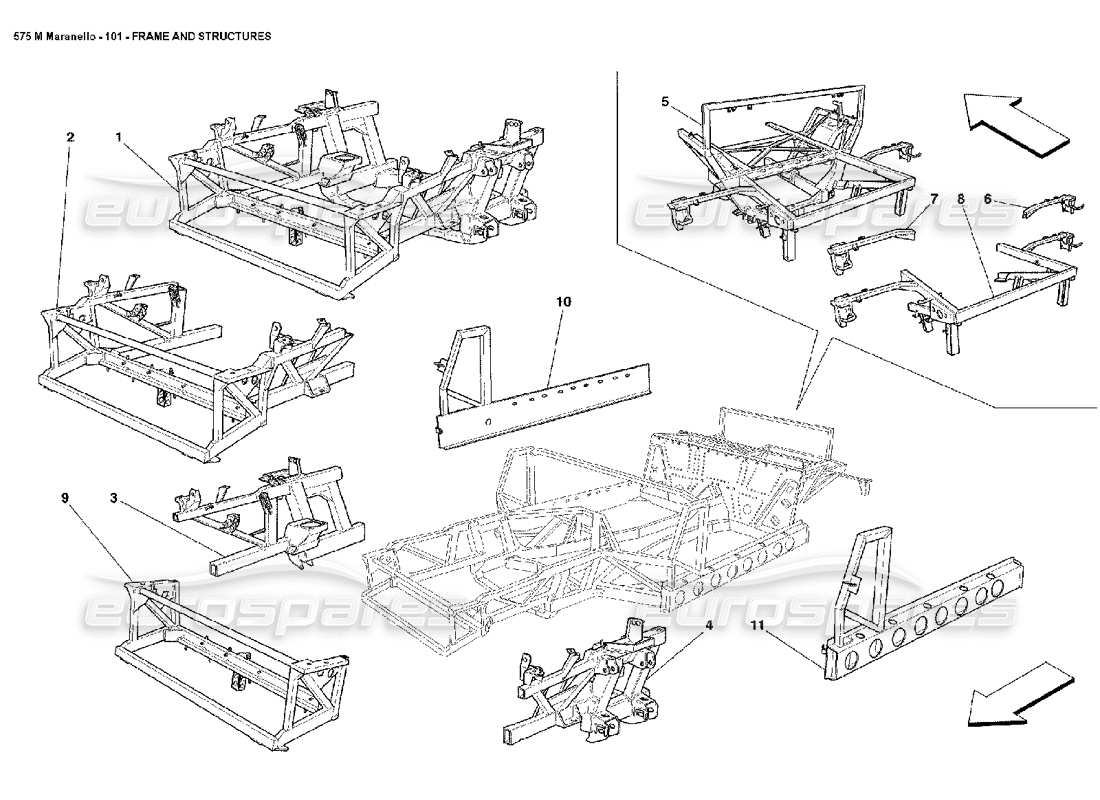 Ferrari 575M Maranello Frame and Structures Parts Diagram