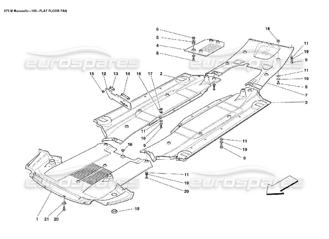 Ferrari 575M Maranello Flat Floor Pan Parts Diagram