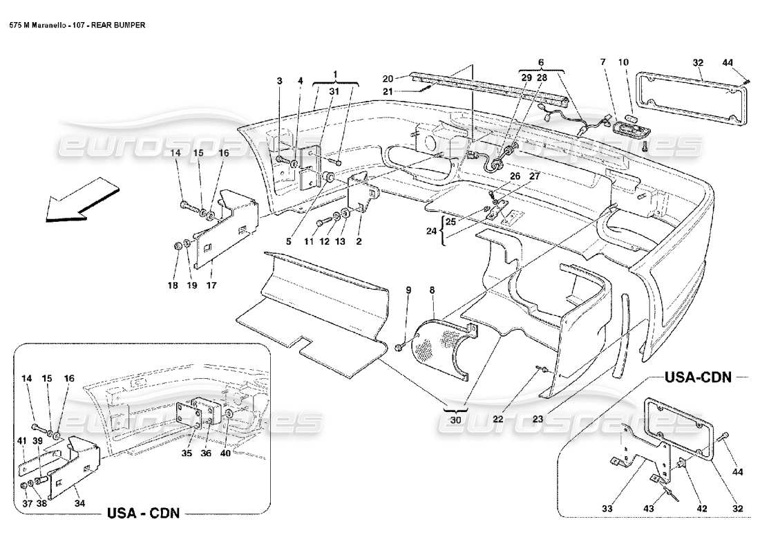 Ferrari 575M Maranello REAR BUMPER Parts Diagram