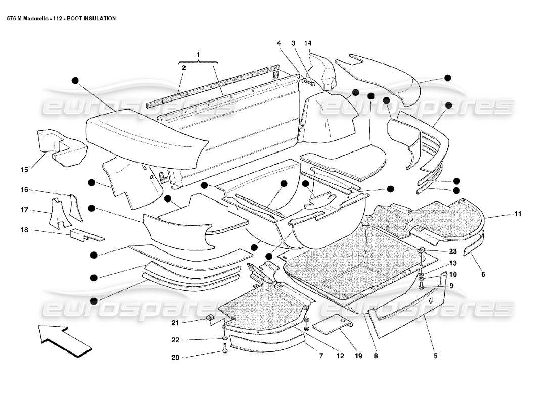 Ferrari 575M Maranello Boot Insulation Parts Diagram