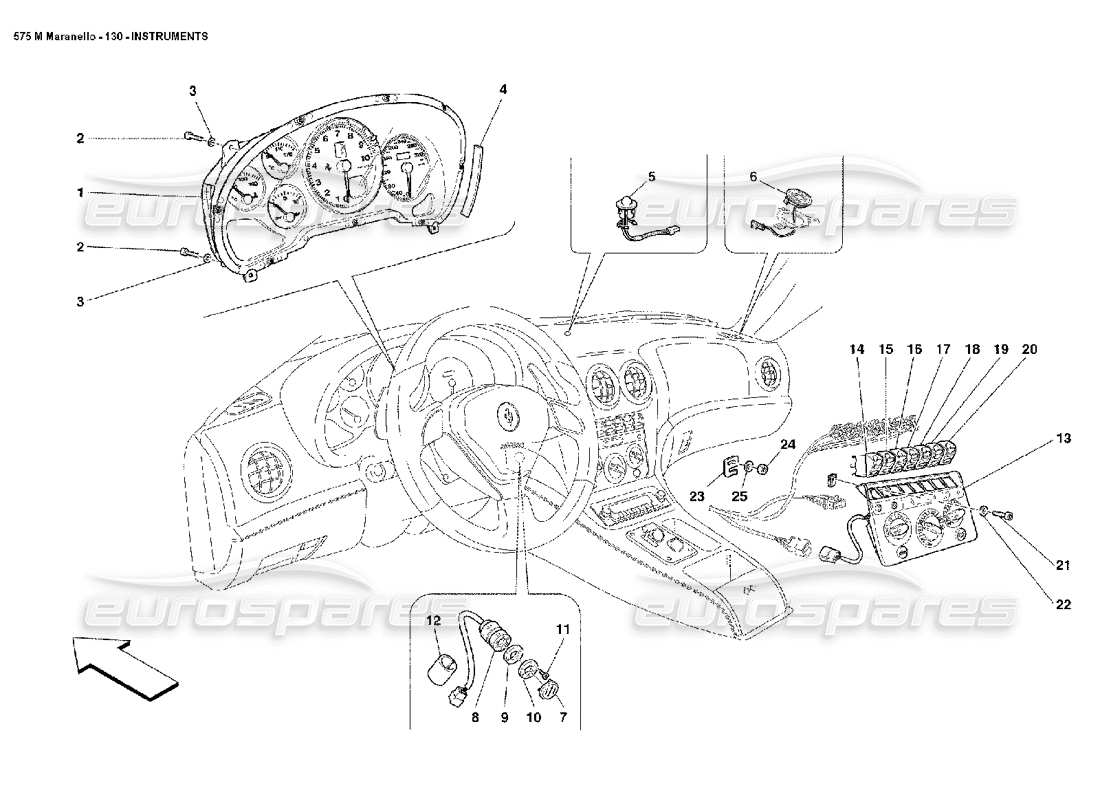 Ferrari 575M Maranello Instruments Parts Diagram