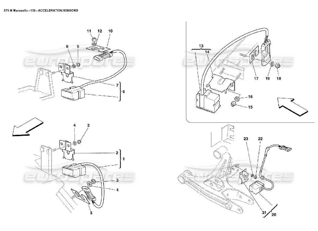 Ferrari 575M Maranello Acceleration Sensors Parts Diagram