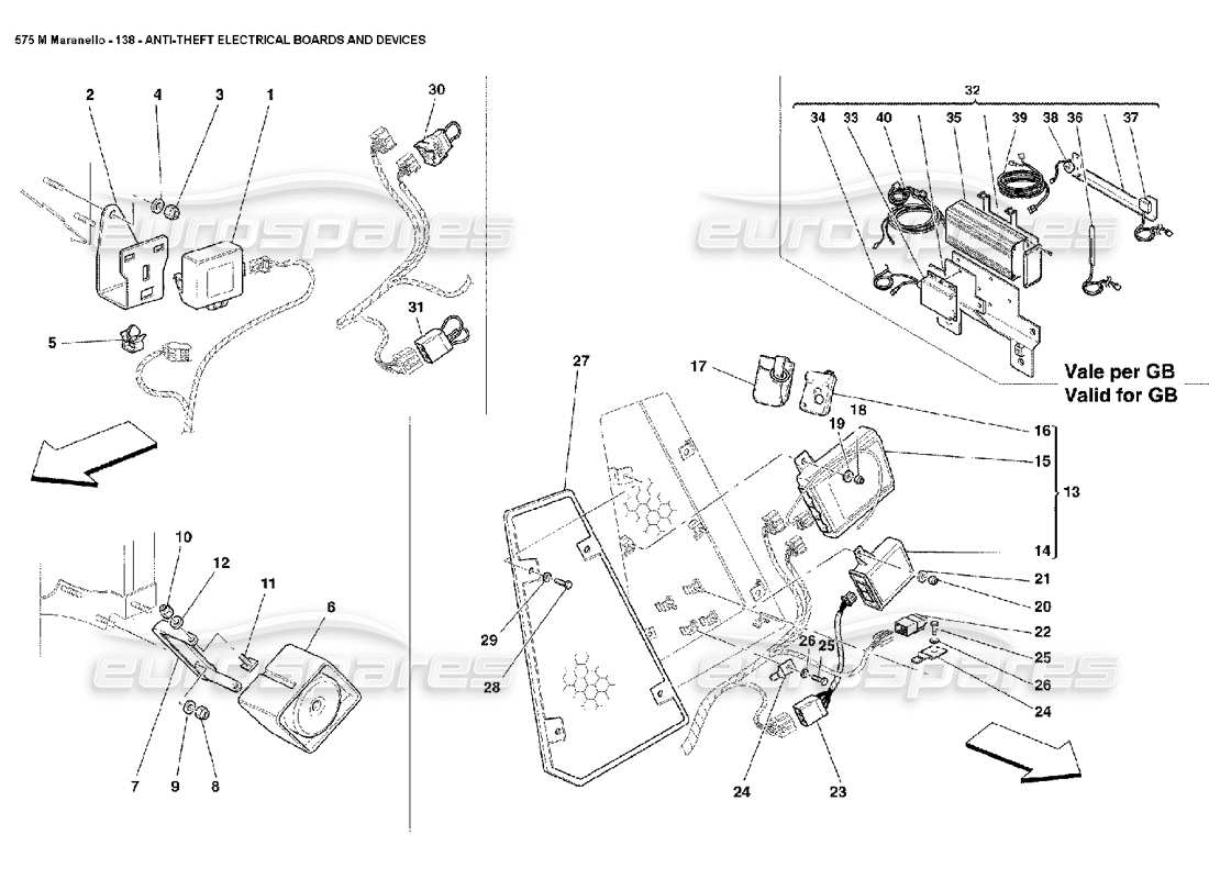 Ferrari 575M Maranello Anti Theft Electrical Boards and Devices Parts Diagram