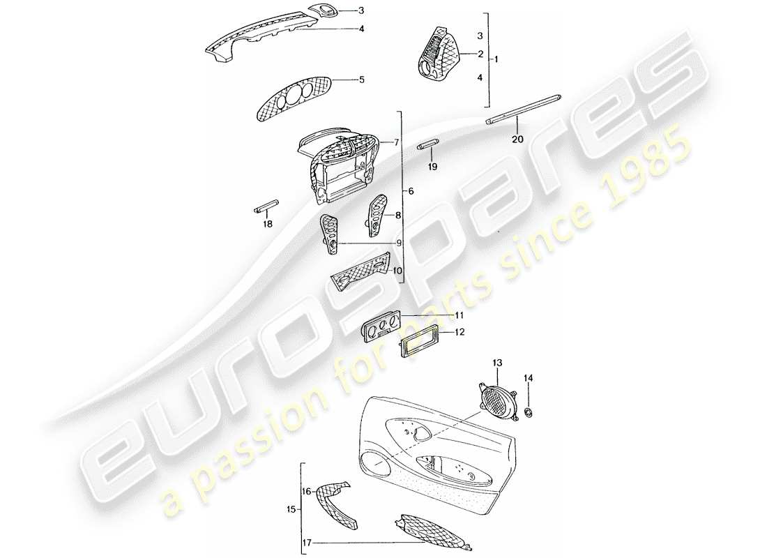 Porsche Tequipment catalogue (1986) PASSENGER COMPARTMENT Part Diagram