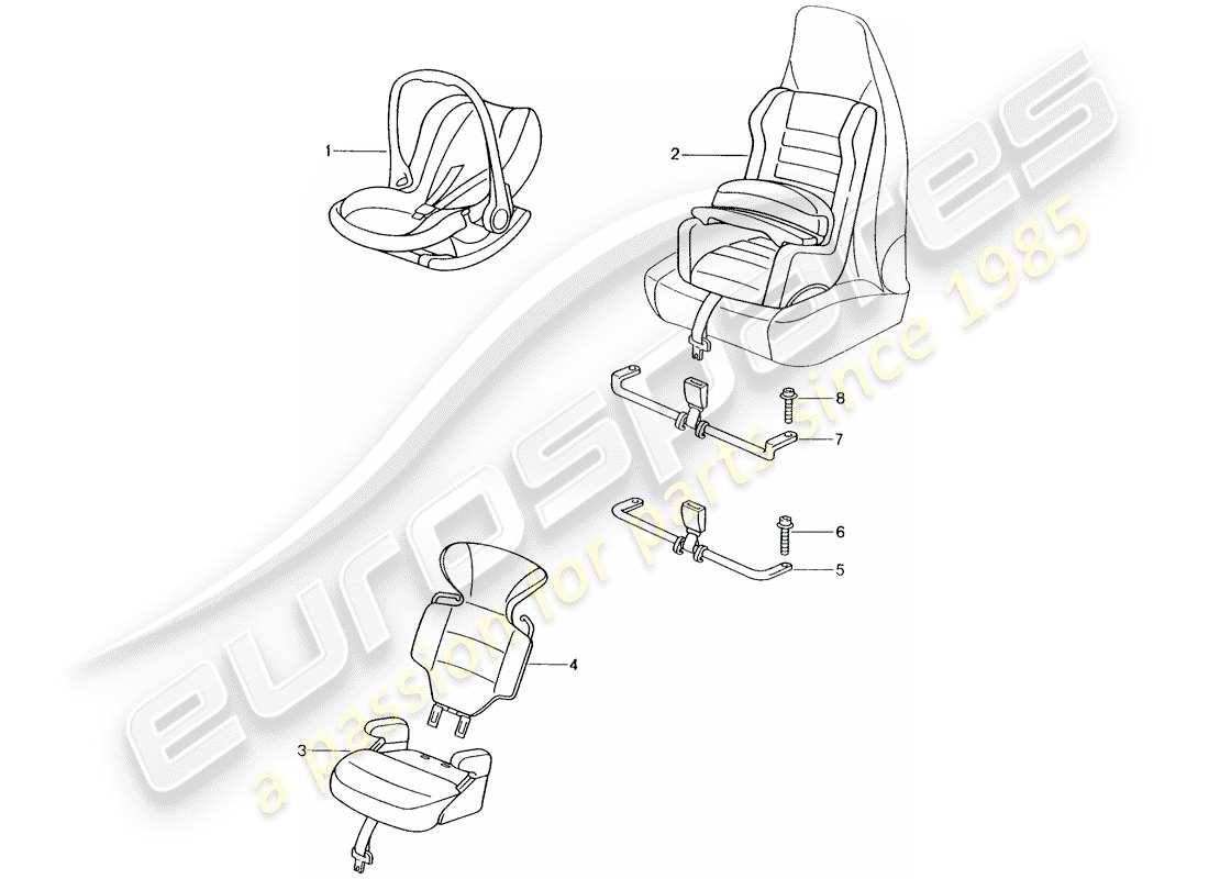 Porsche Tequipment catalogue (1988) child seat Part Diagram