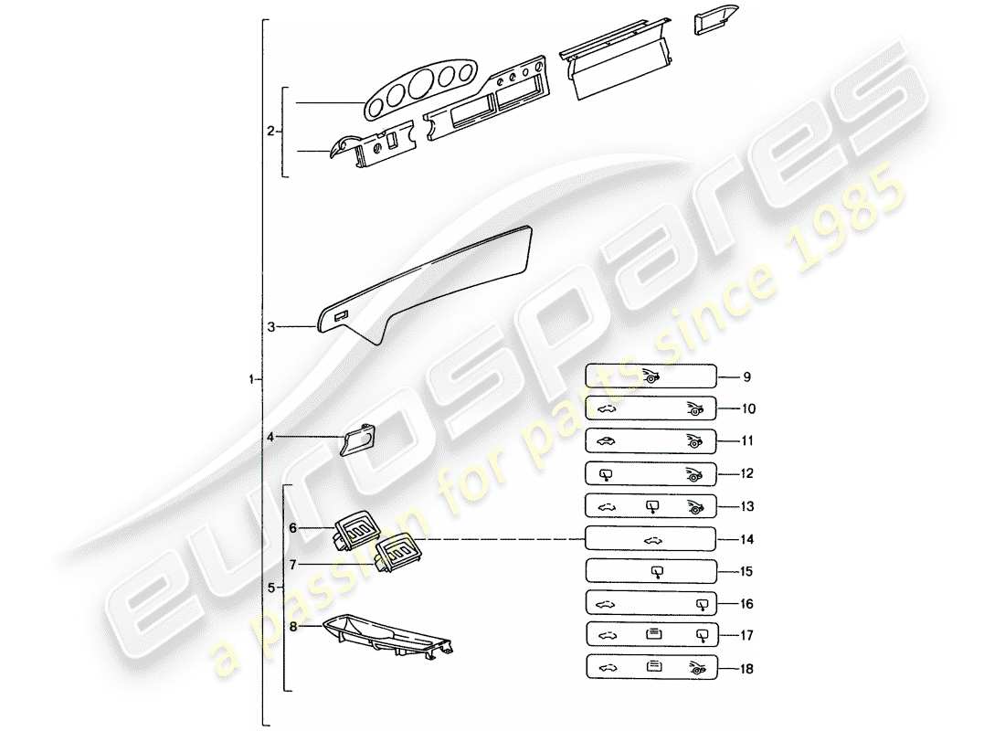 Porsche Tequipment catalogue (1988) PASSENGER COMPARTMENT Part Diagram