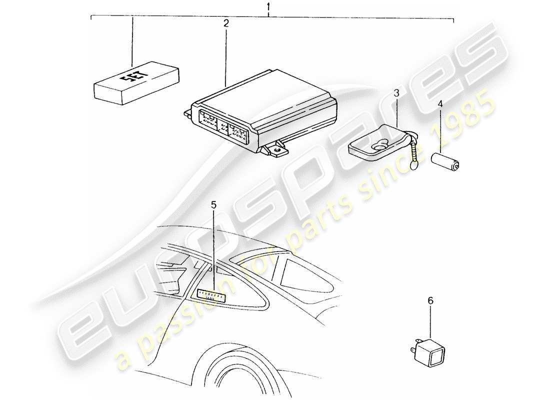 Porsche Tequipment catalogue (1988) ALARM SYSTEM Part Diagram