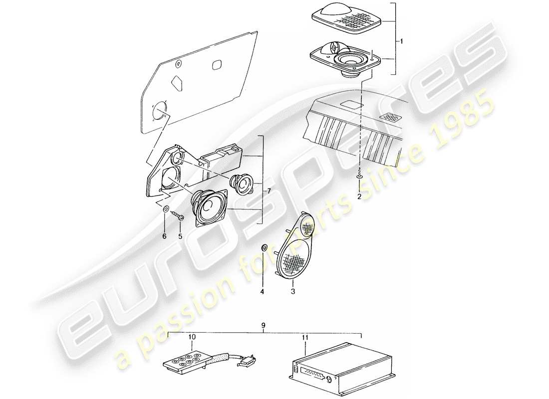 Porsche Tequipment catalogue (1988) Sound System Part Diagram