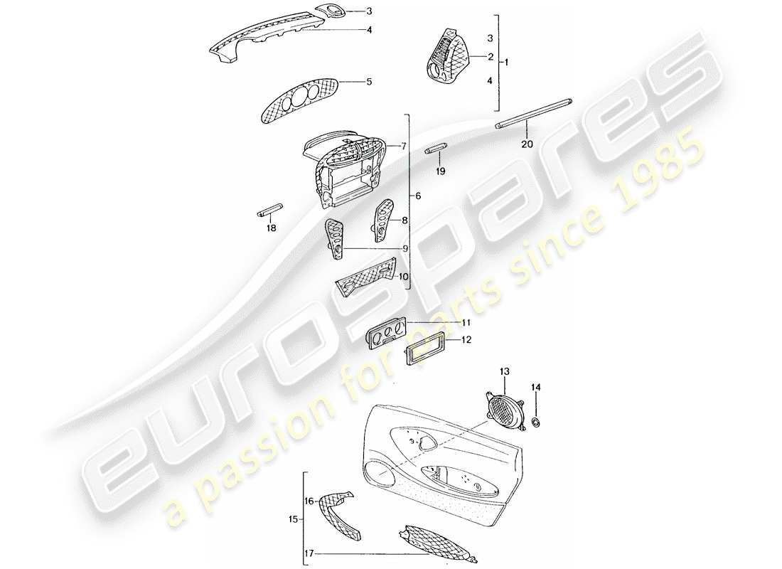 Porsche Tequipment catalogue (1989) PASSENGER COMPARTMENT Part Diagram