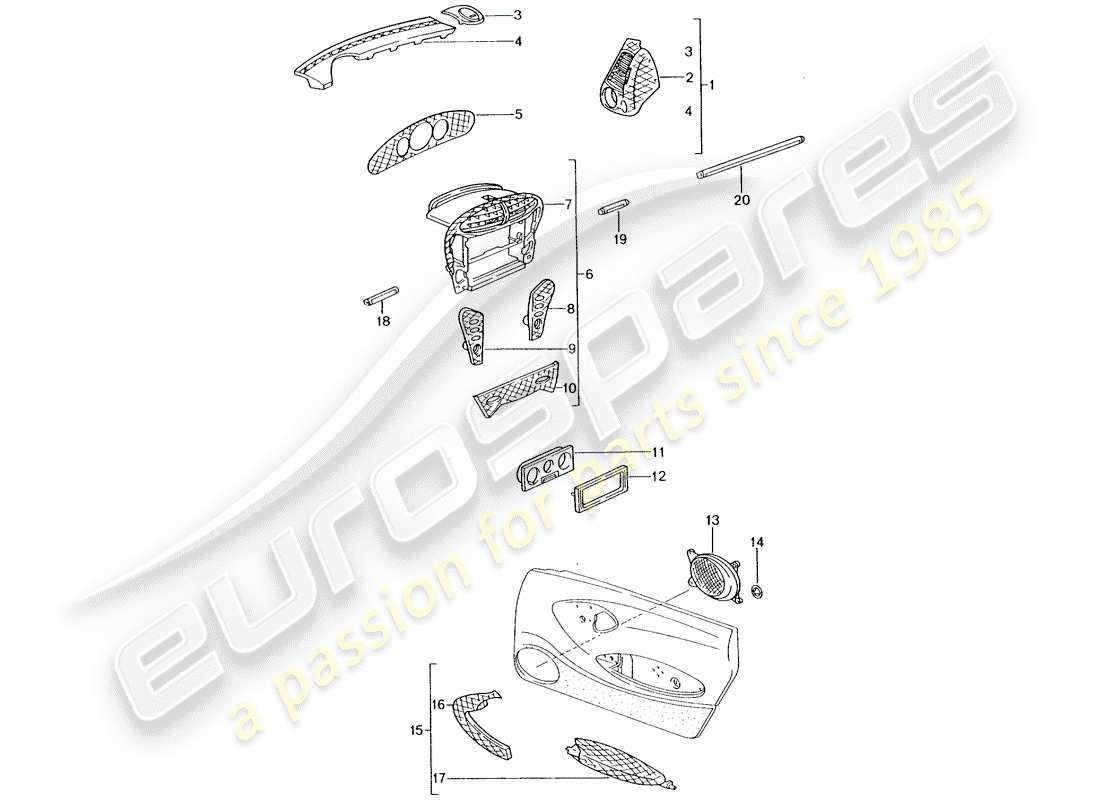 Porsche Tequipment catalogue (1990) PASSENGER COMPARTMENT Part Diagram