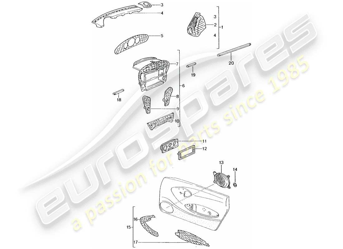 Porsche Tequipment catalogue (1993) PASSENGER COMPARTMENT Part Diagram