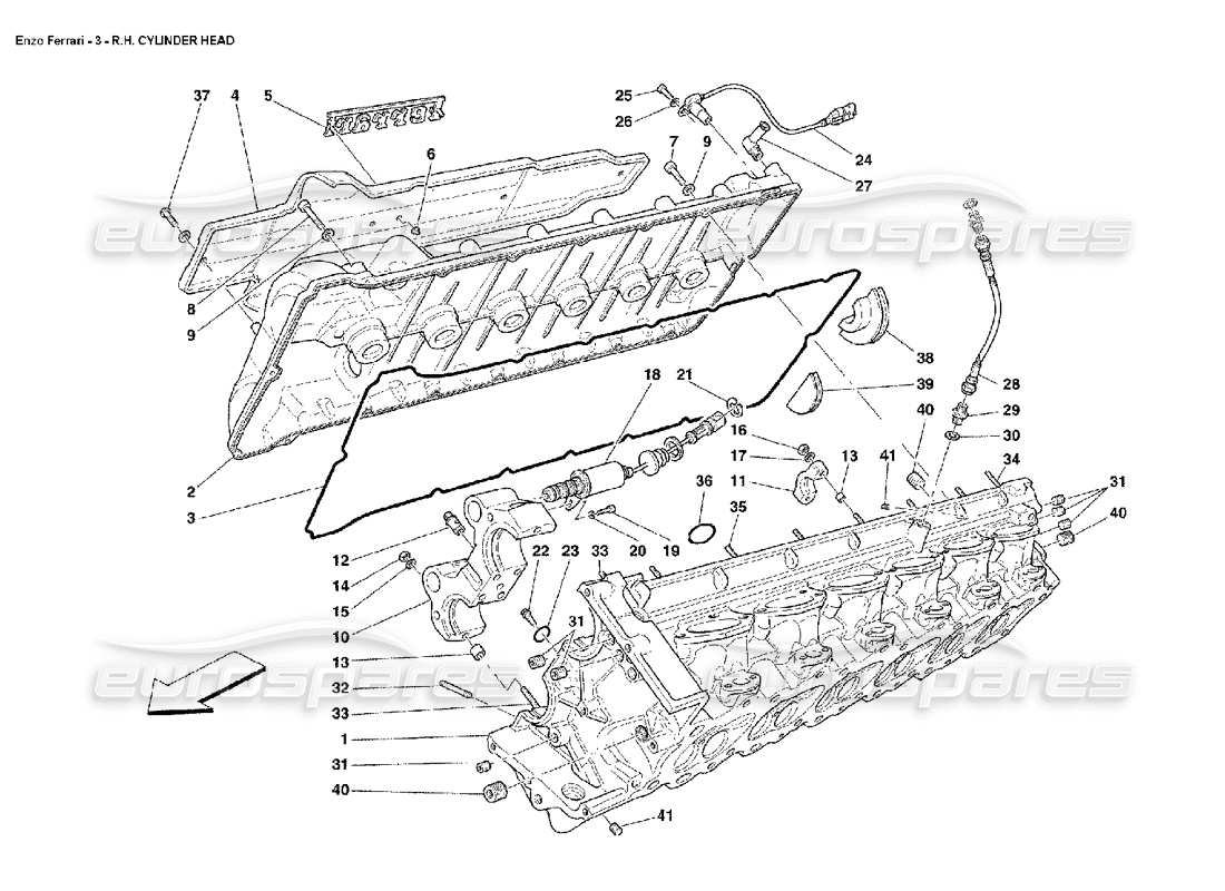 Ferrari Enzo RH Cylinder Head Parts Diagram