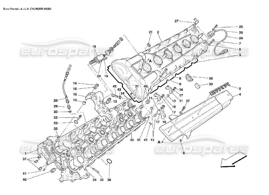 Ferrari Enzo LH Cylinder Head Parts Diagram