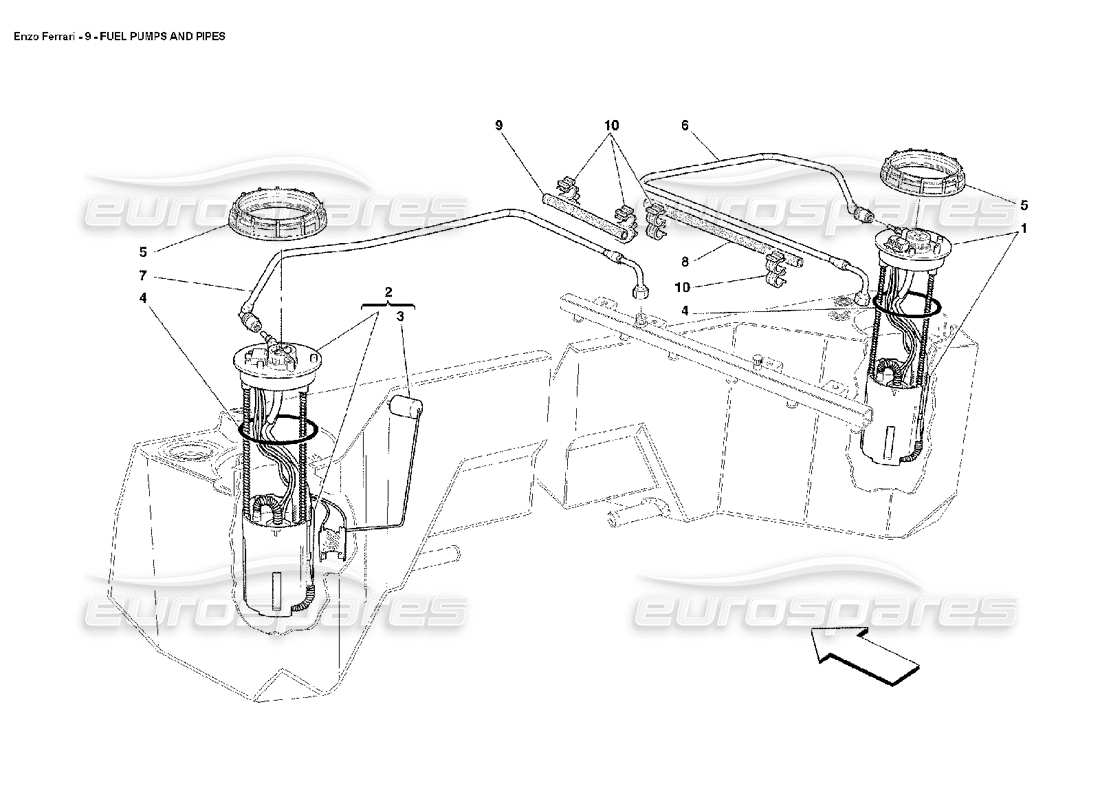 Ferrari Enzo fuel pumps and pipes Parts Diagram