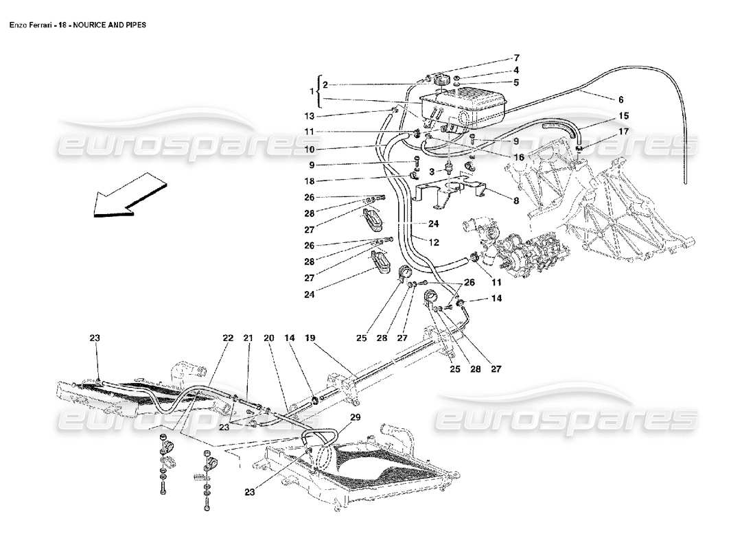 Ferrari Enzo Nourice and Pipes Parts Diagram
