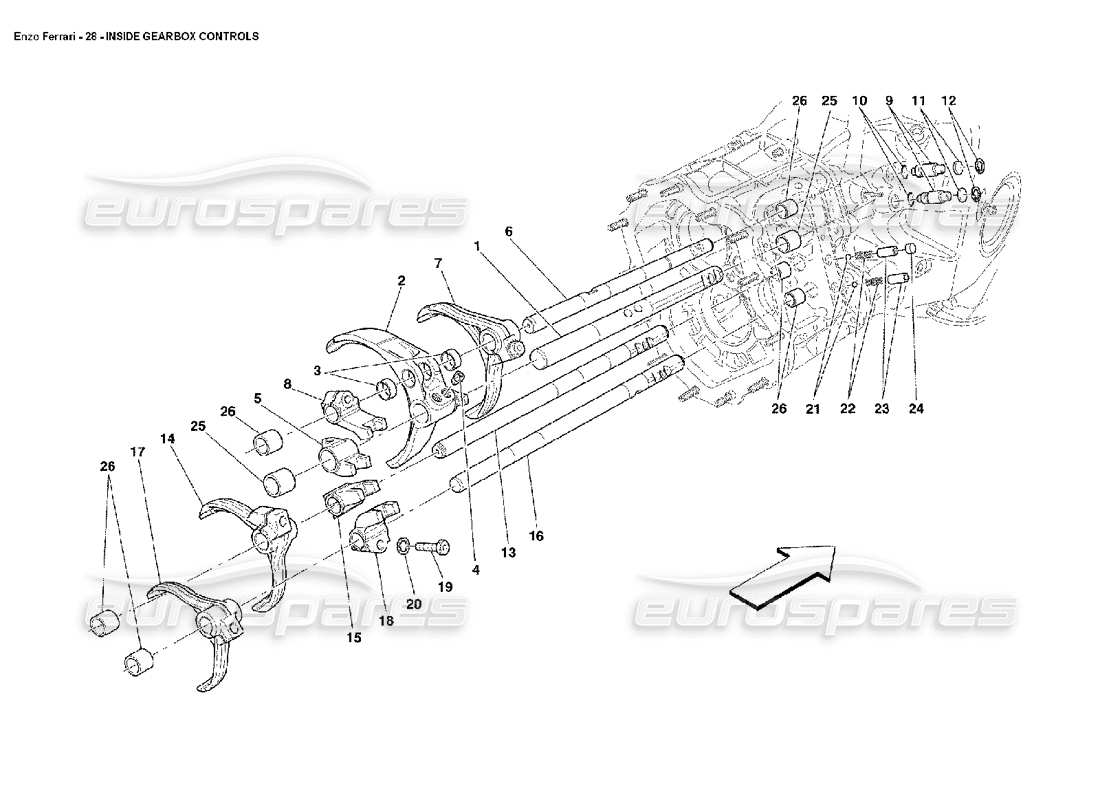 Ferrari Enzo Inside Gearbox Controls Parts Diagram