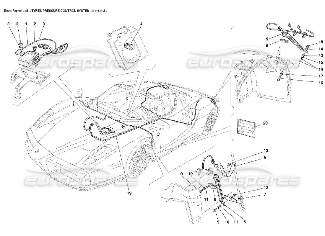 Ferrari Enzo Tyres Pressure Control System - Not for J Parts Diagram