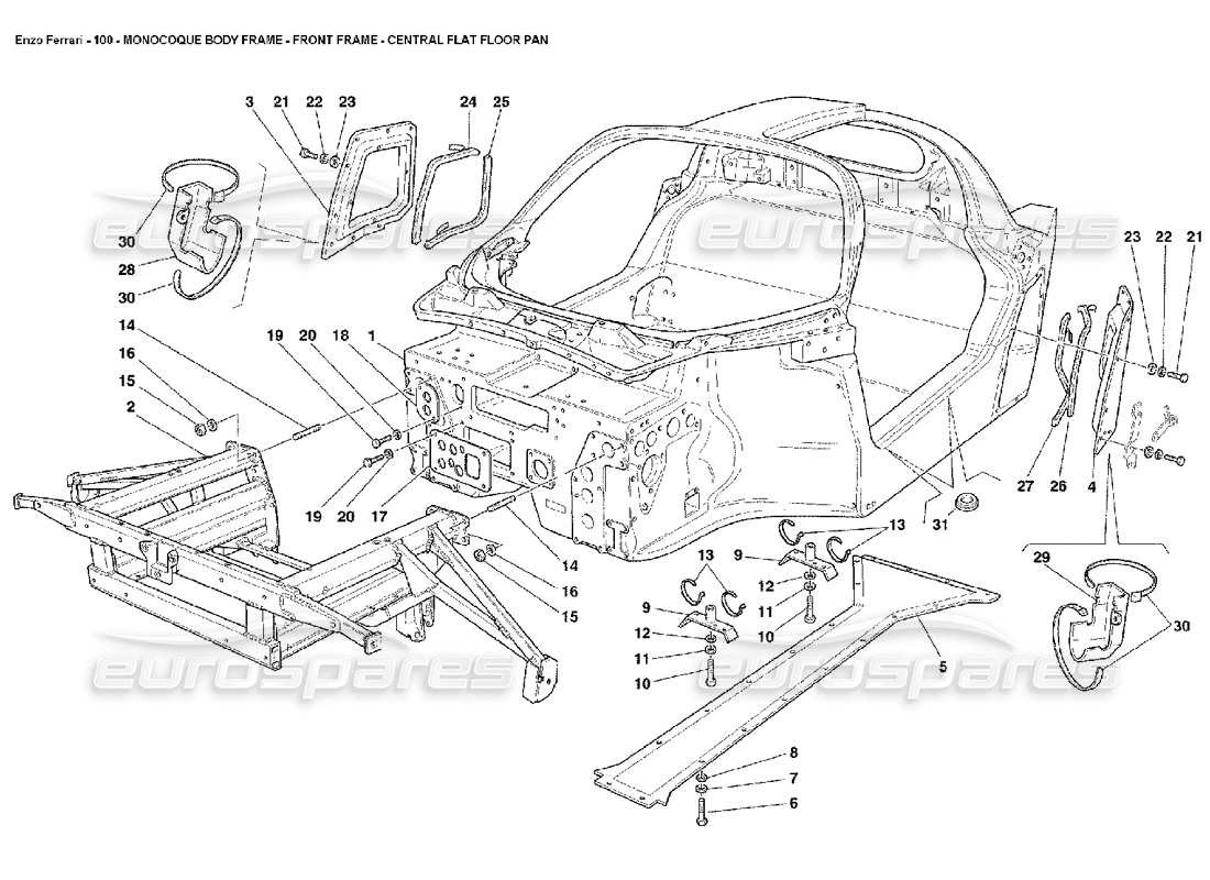 Ferrari Enzo Monocoque Body Frame Front Frame Central Flat Floor Pan Parts Diagram