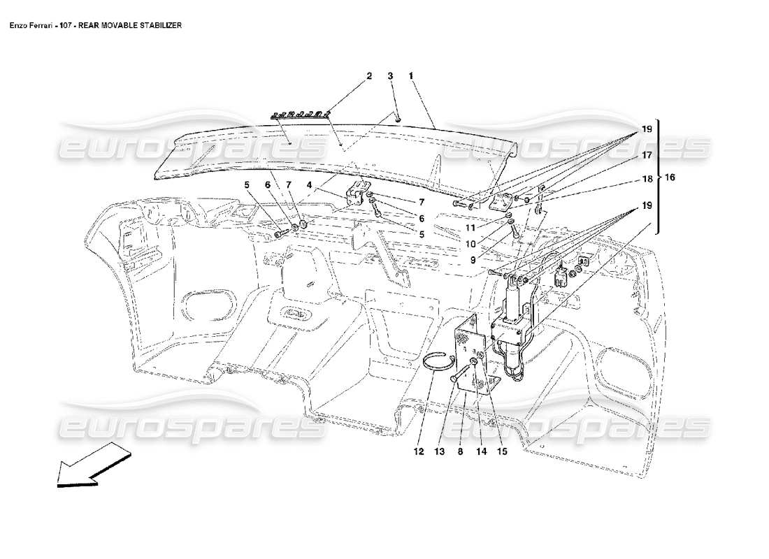 Ferrari Enzo Rear Movable Stabilizer Parts Diagram