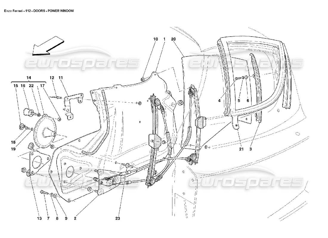 Ferrari Enzo Doors - Power Window Parts Diagram
